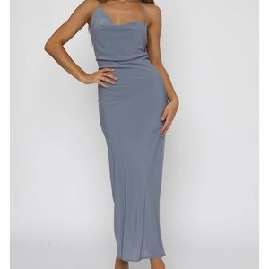 White Fox Memorable Moments Maxi Dress Steel Blue